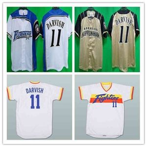 CHEN37 Custom 11 Yu Darvish Hokkaido Nippon-Ham Fighters Jerseys Baseball Amarelo Branco Alternativo Costume qualquer Número Número