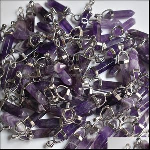 Charms Natural Stone Amethyst Shape Point Chakra Pendants For Jewelry Making MJFashion Drop Delivery 2021 Dhnrf