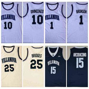 Męskie Villanova Wildcats College Basketball Jerseys Vintage 15 Ryan Arcidiacono 1 Jalen Brunson 10 Donte Divincenzo 25 MIKAL BRIDGES S CHIRTS S