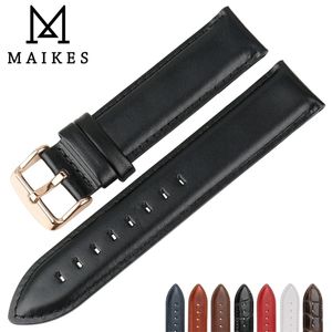 MAIKES Quality Genuine Leather Watch Bm 14mm 16mm 17mm 18mm 19mm 20mm Watchbands For DW Watch Strap 220705