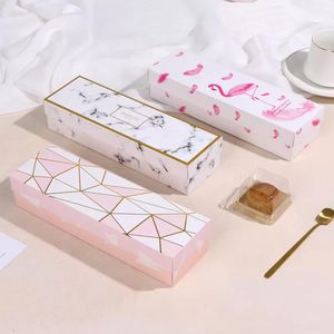 Brocada de presente flamingo/mármore/pente de papel caixa de embalagem Nougat Cookies Caixas de presente Casamento Bolo de chocolate Pão de documentos C0804G05