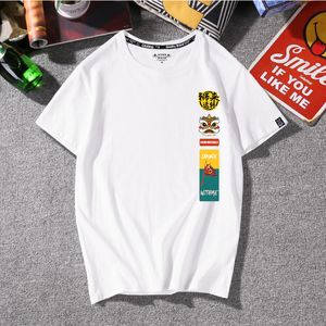 Verão breve estilo chinês guindaste impressão engraçado camiseta juventude moda solta cotoon hip hop roupas harajuku homem streeywear 220713