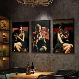 Gem￤lde Bar El Home Badezimmer Dekor Gem￤lde Bilder sexy Frauen H￶schen nackte Str￼mpfe M￤dchen Wandwandkunst dekorativ