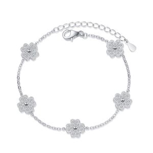 Moissanite Charm Bracelets Sterling Silver Ladys casual chain, four-leaf clover Mozzarella Bracelet Jewelry