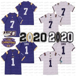 Uf CeoC202 2019 Champions Patch 1 Ja'Marr Chase 7 NCAA College American Football Trikot auf Lager