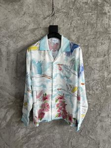 Mens silk shirt spring fall new brand designer shirts US size high quality lucky bird print design luxury men casual shirt