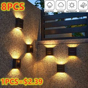 Smart Solar LED ao ar livre à prova d'água para cima e para baixo Luminous Luminous Garden Decoração de iluminação solar escadas Fence Sunlight Lamp J220531