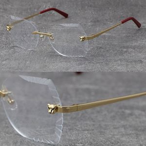 Nuovo modello ottico senza montatura in metallo Montatura per lenti con taglio a diamante Moda uomo di alta qualità Occhiali da donna Montature maschili e femminili Occhiali da vista in oro 18 carati Occhiali da vista unisex Taglia: 60-18-140