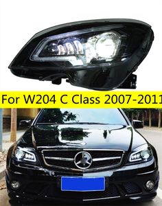 Farol de led de feixe alto para w204 2007-2011, luzes de carro c200 c260 c300, sinal de seta dinâmico, faróis de corrida, lâmpada olho de anjo