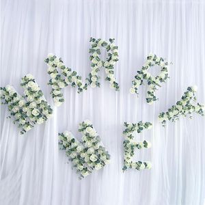 Dekoracja imprezowa Dostosowana romantyczna liter ślubna Numer kwiatowy róża eukaliptusowa propozycja urodzinowa tło ściana imprezyparty