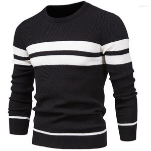 Erkek Sweaters Erkek Kış Crewneck Uzun Kollu Örgü Gömlek Casula Strip Kazak Haltan Kalın Katı Sweatersmen's Olga22