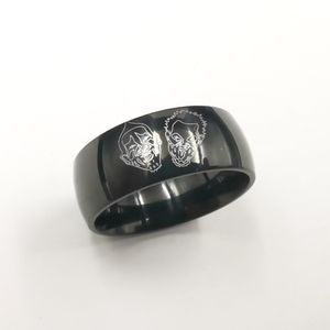 Czarny pierścień ze stali nierdzewnej ICP Crazy Jeckel Brothers Hatchetman Charm Logo dla mężczyzn 8-12# fajny prezent dla ojca męża przyjaciele