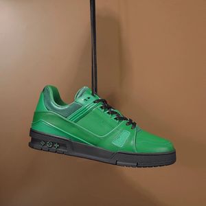 Treinador de moda de grife de moda tênis Sapatos casuais Casual Virgils Aligator preto preto marrom marrom branco bezerro verde