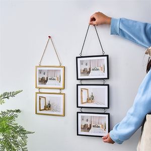 Wall Po Frame Metal Glass Portrait Hanging Picture Frames Home decor frame for living room picture po s 220628