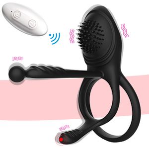 Vibratore del pene per uomini Coppia Clitoride Massaggio anale Stimolazione del clitoride Telecomando Giocattoli sexy Eiaculazione ritardata