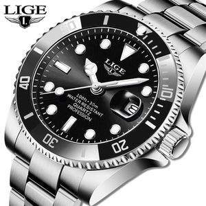 Lige Top Brand Luxury Fashion Diver Watch Men 30 Aatm Водонепроницаемые свидания Sport Watch Mens Quartz.