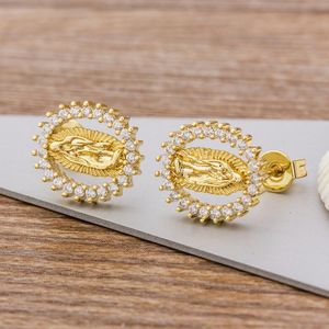 Stud Trendy Buddha guldörhängen Copper CZ Zircon Tiny Elegant Eternity Jewelry for Women JewelstudStudStud