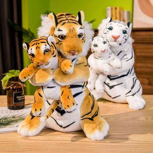 Pc Cm Stuffed Kawaii Soft Mother And Child Tiger Plush Toys Cute Animals Simulation Dolls Beautiful Gift for Baby Kids J220704