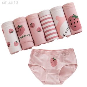 6Pcs Women Briefs Soft Cotton Women Lingerie Seamless Female Briefs Breathable Intimates Cute Cat Print Young Girls Underwear L220801