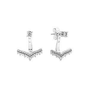 Funkelnde CZ-Diamant-Wishbone-Ohrstecker, authentischer 925er-Sterlingsilber, Designer-Hochzeitsschmuck für Damen, mit Original-Geschenkbox für Pandora-Ohrringe