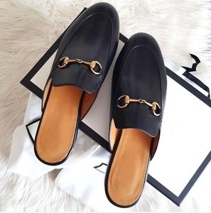 Women sandals slip-on shoes brand designs princetown slipper Genuine Leather horsebit flat slippers outdoor walking footwear lady shoe 35-45