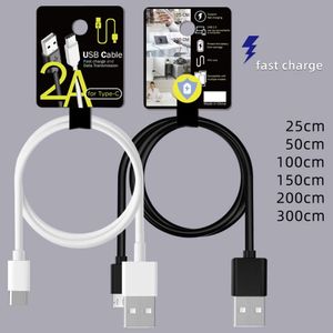 0,25 m 1m 1,5 m 2m 3m Datum Kabel Typ C Micro USB -kablar för Samsung Galaxy S6 S7 Edge S8 Obs 8 Plus