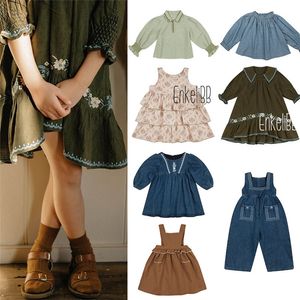 EnkeliBB APO Girl Vintage Long Sleeve Dress Super Beautiful Kid Spring Summer Clothes Floral Pattern Tutu Dresses Brand 210329