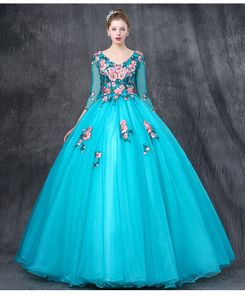 2022 Vintage Turkiet Lace Ball Gown Bröllopsklänning Långärmad Prinsessan Libanon Illusion Jewel Neck Arab Bride Bridal Dress Gown WeddingDress