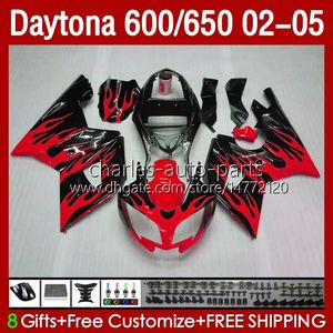Комплект обтекателей для Daytona 650 600 CC 02 03 04 05 CUDLEWORK 132No.67 CoSling Red Flame Daytona 600 Daytona650 2002 2003 2004 2005 Daytona600 02-05 ABS Motorcycle Body
