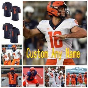 THR NCAA College Jerseys Illinois Fighting Illini 8 MJ Rivers II 80 Edwin Carter 85 Whitney Mercilus 86 Donny Navarro Custom Football costurado