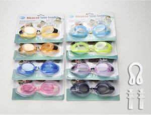 Novos óculos de natação antiembaçante com clipe para o nariz e tampões para os ouvidos para adultos e crianças Óculos de natação planos gerais YY28