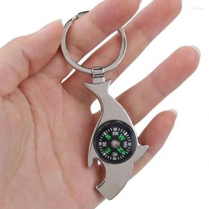 Keychains Multi-Function Navigation Compasses Bottle Opener Keyring Dolphin Shape Keychain Mini Wild Survival Portable ToolsKeyChains Fier22