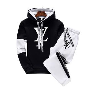 Herren-Trainingsanzüge, Herren-Trainingsanzug, lässig, langärmelig, Oversize-Hoodie, Briefdruck, Pullover, Tops und Jogginghose, Streetwear-Outfit, Herren