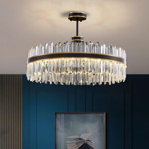 Lampy wiszące światło luksusowy salon el czarny kryształowy duży żyrandol postmodernistyczna restauracja jadalnia sypialnia prosta oświetlenie
