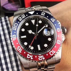 Stahluhr ST9 Edelstahl Blau Rot Lünette Zifferblatt 3866 Automatikwerk Mechanisch GMT Verstellbare Herrengürteluhren Armbanduhren 5s