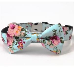 Fashion Flower Dog Bowtie Dog Collar Matching Lead for 5Size para escolher presentes seu PET Y200515
