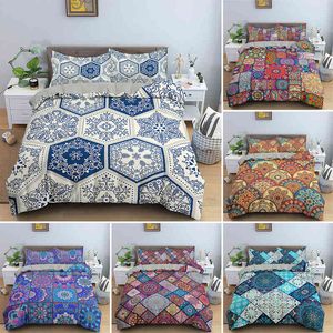 Mandala 3D Tampa de edredão impressa 2/3pcs Bedding Bohemian Conjunto com colcha de luxo para a decoração de quarto têxtil caseira