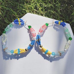 Grandi orecchini di perline impreziositi da perle per le donne Boho multistrato orecchini a cerchio con perline colorate accessori per gioielli festa
