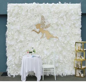 Beyaz Tüy Roll Up Kumaş Yapay Çiçek Duvar Yaprak Bitkiler Duvar Düzenleme Düğün Backdrop Çiçek Parti Dekorasyonu Fotoğraf Sahne