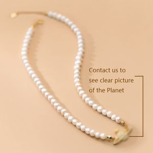 925 Sterling Silver Pearl Kvinnlig enkel graciös diamantplanet Söt retro -klavikel