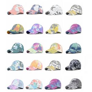 Multifärger slipsar färgad hattfest gynnar gradientfärger gamla hål baseball hattar koreanska tvätt toppade mössor