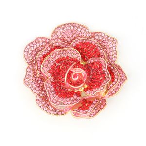 30 pezzi/lotto spille gioielli moda strass di cristallo bella spilla fiore rosa pin per regalo/decorazione