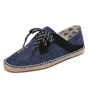 2022 Nuove scarpe di tela traspirante paglia corda di canapa uomo donna taglia grande 36-44 eur moda Traspirante confortevole nero bianco verde Casual tre 2037