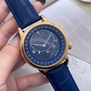 2022 New luxury mens watches Quartz Watch high quality Top Brand calendar function clock leather belt fashion accessories montre The universe of stars