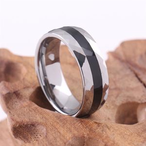 Mode Zwarte en zilveren Tungsten Steel Ring Wedding Bands mm Tungsten Carbide Rings For Men Sieraden MR77266K