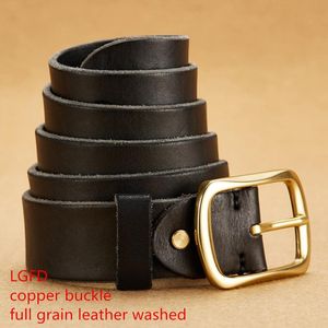 Belts 2022B126 Men Vegetable Tanning Full Grain Leather Cowhide Skin Bridle Copper Buckle Belt