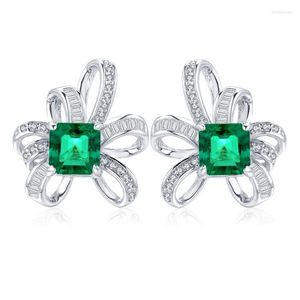 Stud Zhanhao Styles Fashion Jewelry 4.0ct/2pcs Lab Grown Emerald Rhodium Plated S925 Silver Green Gemstone OrecchiniStudStudStudStudStud Kirs