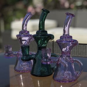 Purple Glass Bong Hookahs beaker Base Oil Rigs Smoke Glass Pipe Dab Water Bongs with 14mm glass banger