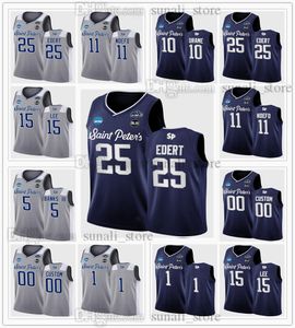 NCAA 25 Doug Edert Jerseys College Basketball Saint Peter's Peacocks 5 Daryl Banks III 11 KC Ndefo 15 Matthew Lee 10 Fousseyni Drame 14 Hassan Drame Navy Grey University