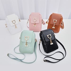 Portamonete primavera estate mini borsa a tracolla per cellulare a tracolla intrecciata borsa diagonale femminile in stile nappa di perle intrecciate